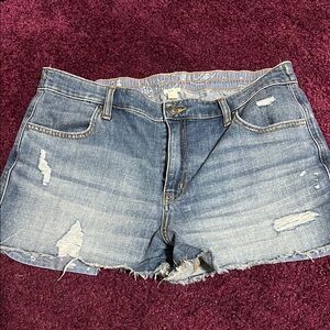 Aerie Blue Jean Shorts Distressed Design